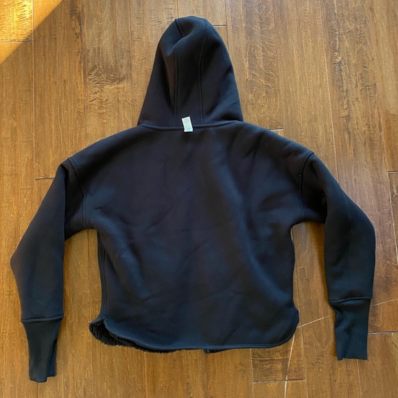 Athleta Black Sherpa Reversible Hoodie Jacket Sz S - Picture 5 of 10